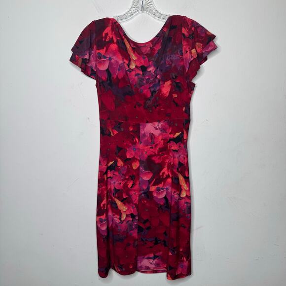 Lauren Ralph Lauren Women’s Floral Ruched Sheath Dress Size 12 Pink Short Sleeve - Picture 6 of 13